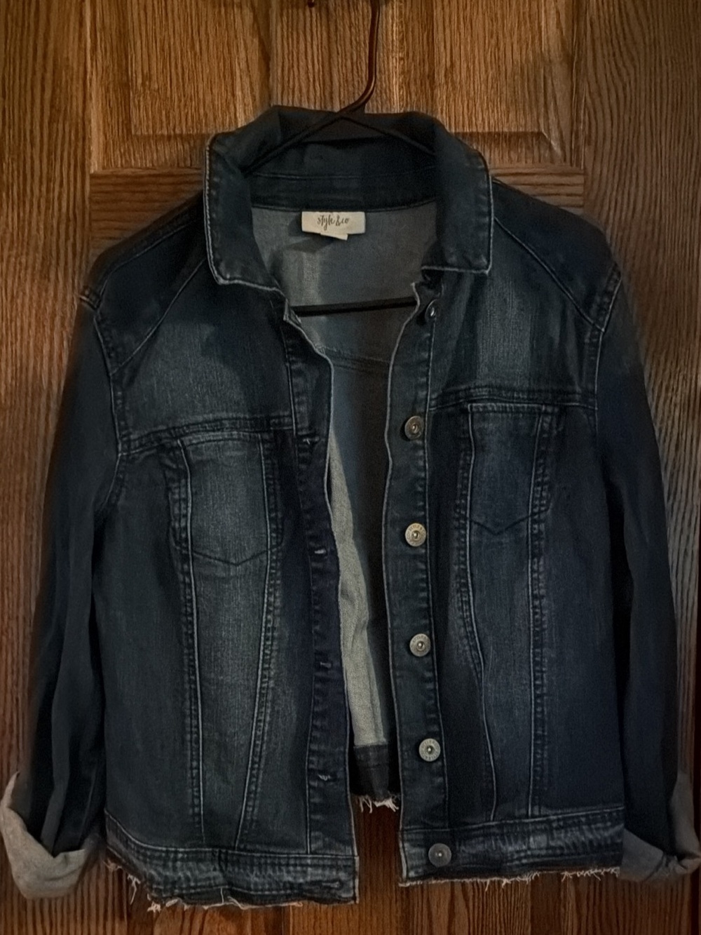 Style & Co. Women's Faded Dark Blue Denim Jacket
